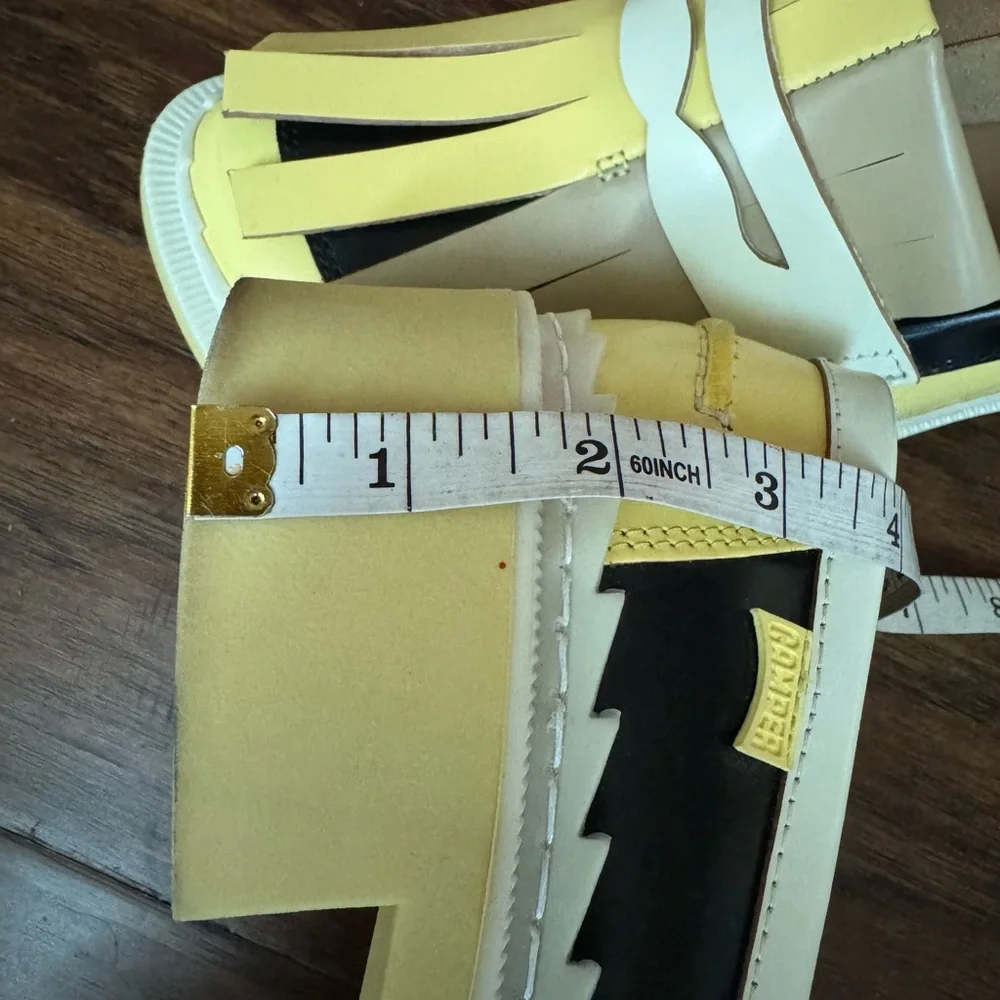 Camper Two-Tone Yellow, Black & Cream Kiltie Loafers - Picture 13 of 15
